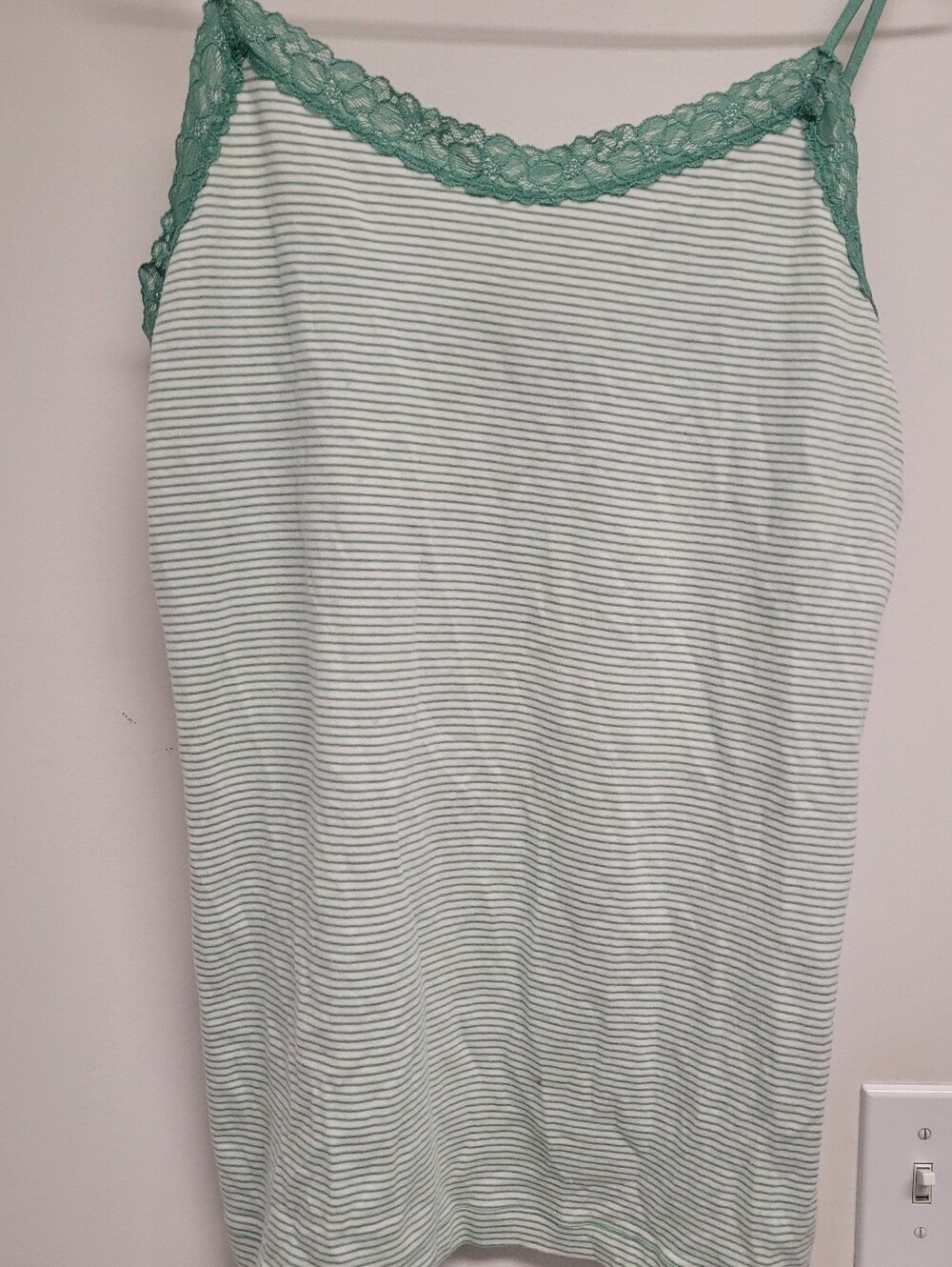 Striped Lace-Trim Cami in Mint Green